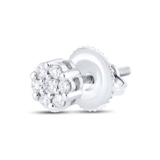 10K White Gold 0.15 ctw Flower Diamond Earrings