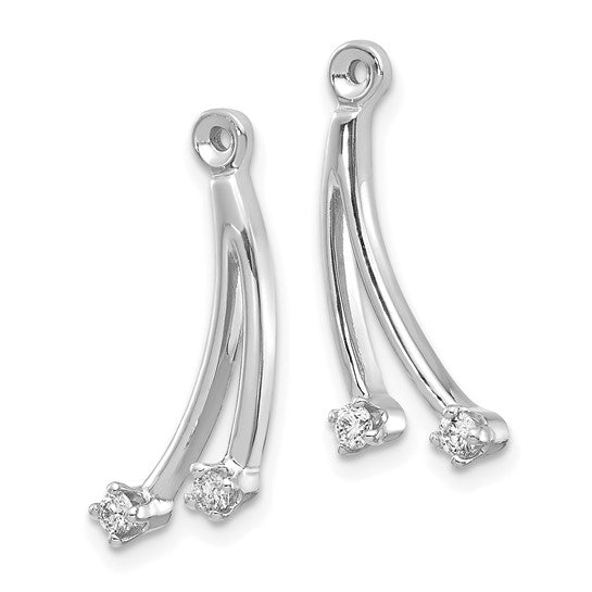 14kt White Gold AA 2 Stone Dangle Diamond Earring Jacket