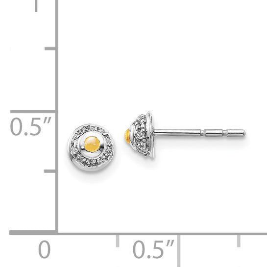 14kt White Gold Diamond and Cabochon Citrine Earrings