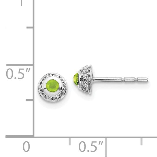 14kt White Gold Diamond and Cabochon Peridot Earrings