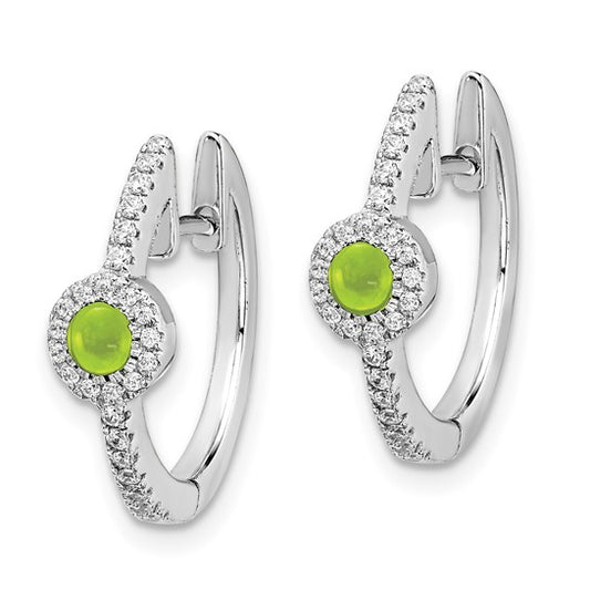 14kt White Gold Diamond and Cabochon Peridot Earrings