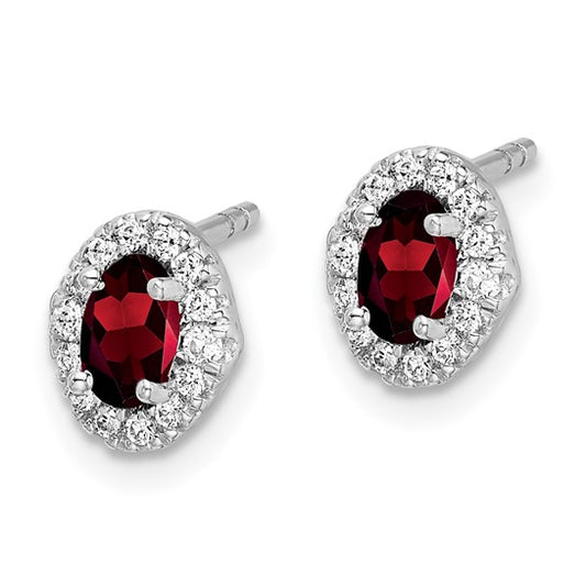 14kt White Gold Diamond and Cabochon Garnet Earrings