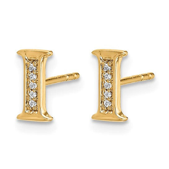 14kt Yellow Gold Diamond Initial I Earrings