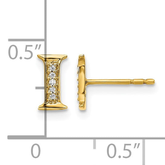 14kt Yellow Gold Diamond Initial I Earrings
