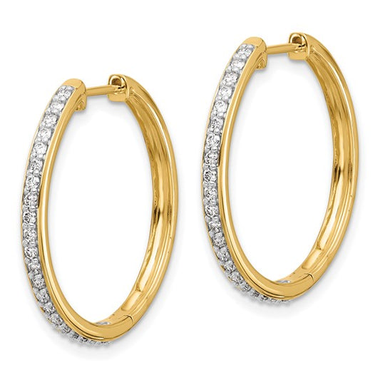 14kt Yellow Gold Diamond Hinged Hoop Earrings