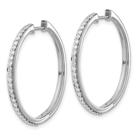 14kt White Gold Diamond Hinged Hoop Earrings