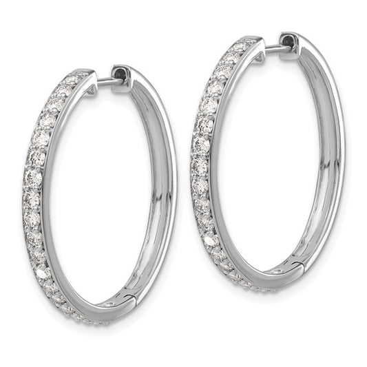 14kt White Gold Diamond Hinged Hoop Earrings
