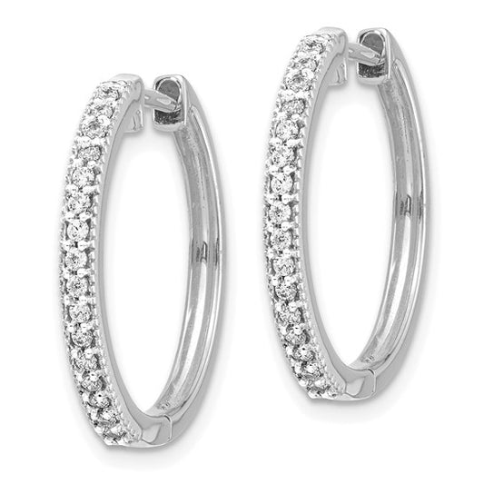 14kt White Gold Diamond Milgrain Hinged Hoop Earrings