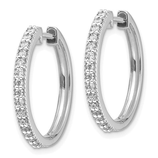 14kt White Gold Diamond Milgrain Hinged Hoop Earrings
