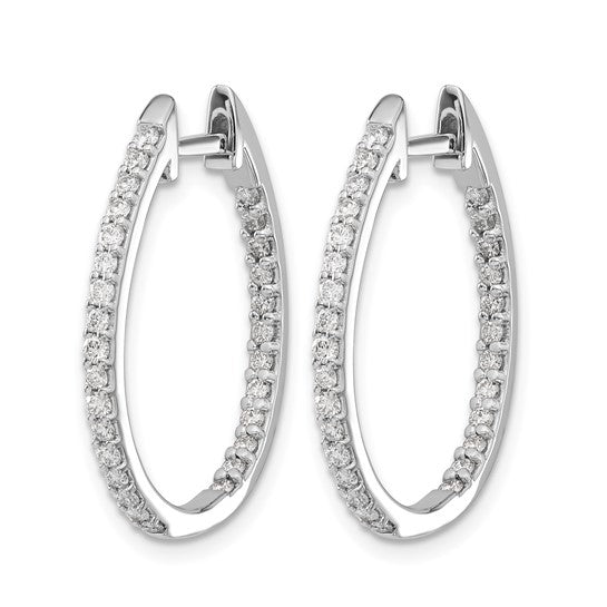 14kt White Gold In/Out Diamond Hinged Hoop Earrings