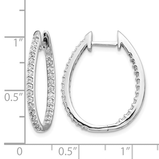 14kt White Gold In/Out Diamond Hinged Hoop Earrings