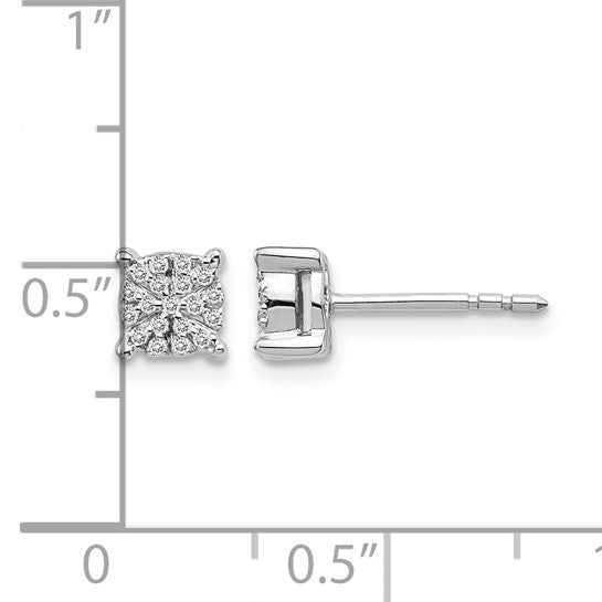 14kt White Gold Diamond Cluster Post Earrings
