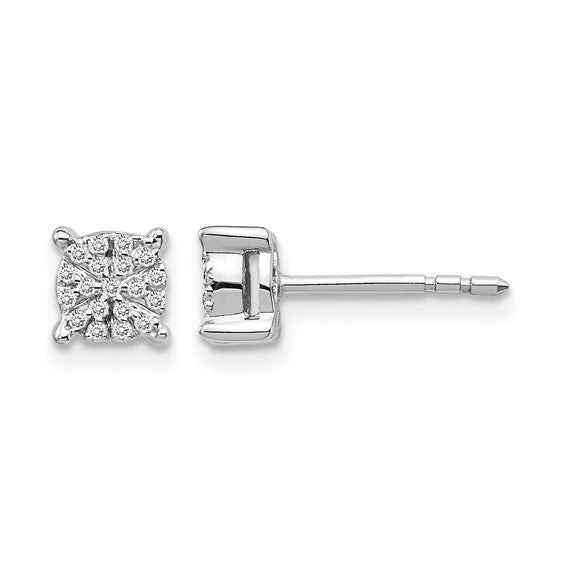 14kt White Gold Diamond Cluster Post Earrings