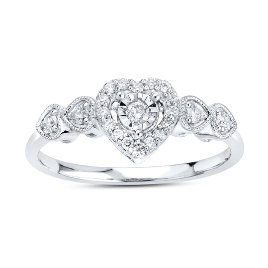 14kt White Gold 0.21 CTW Natural Diamond Heart Shape Ring