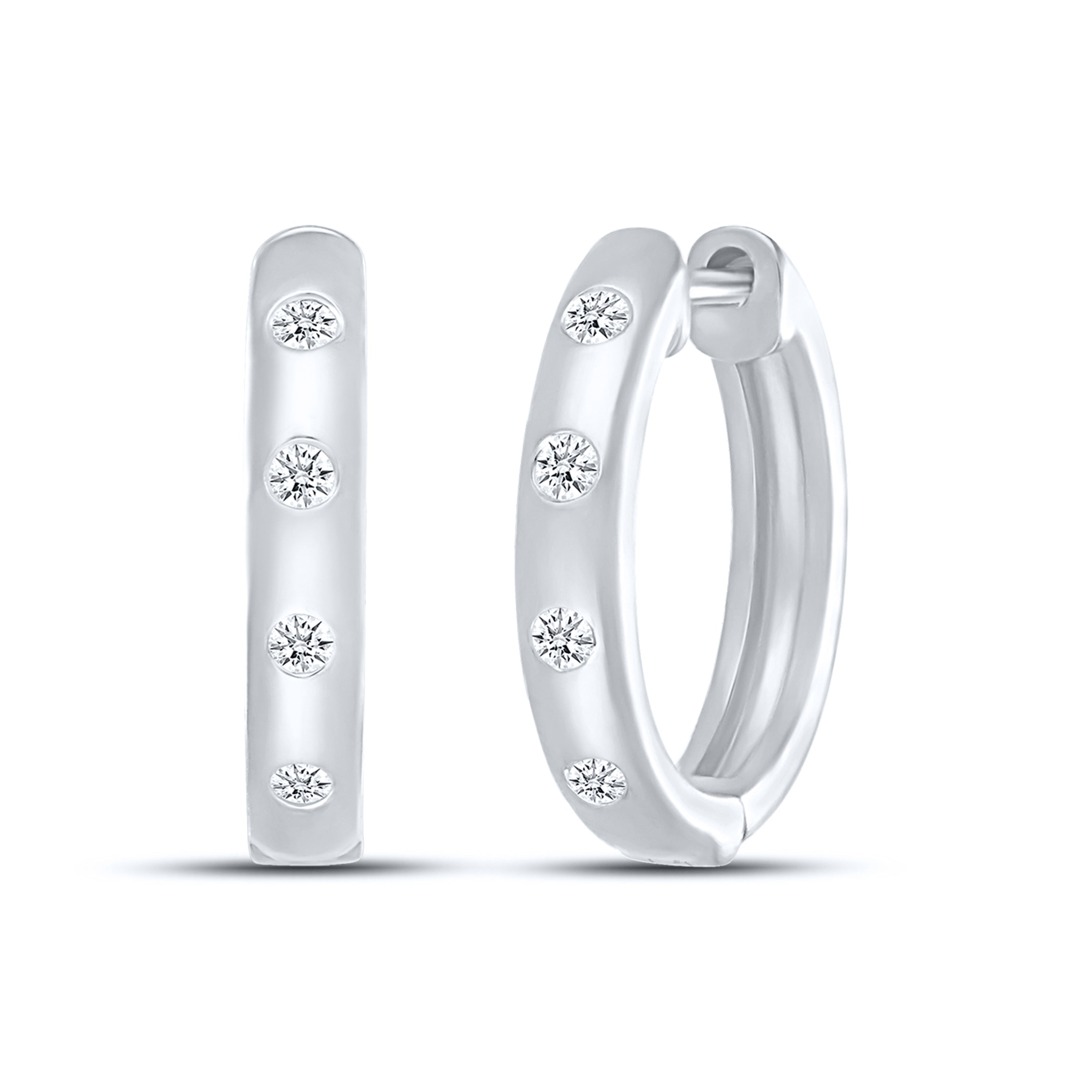 14kt White Gold 0.16 CTW Natural Diamond hoop Earrings