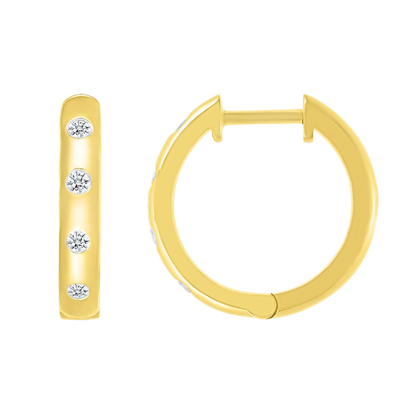 14k Yellow Gold 0.16 ctw diamond hoops