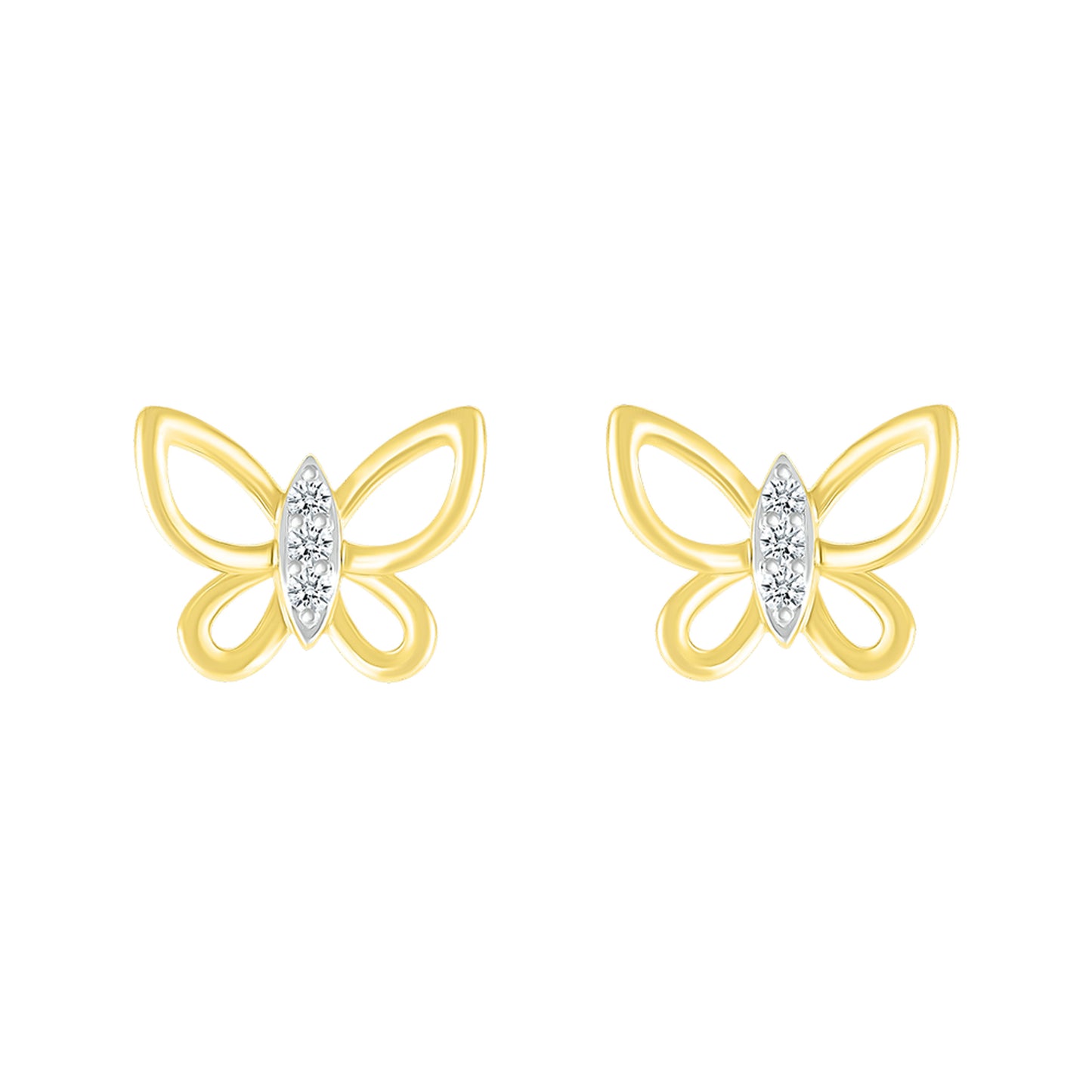 10k Yellow Gold 0.05 CTW Diamond Butterfly Earrings