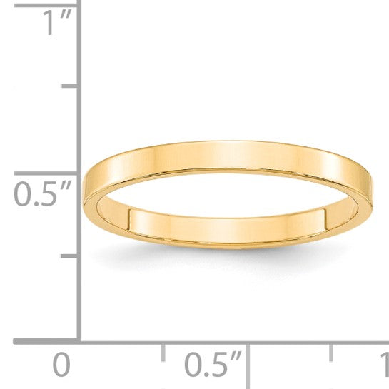 14kt Yellow Gold 2.5mm Lightweight Flat Wedding Band Size 4.5