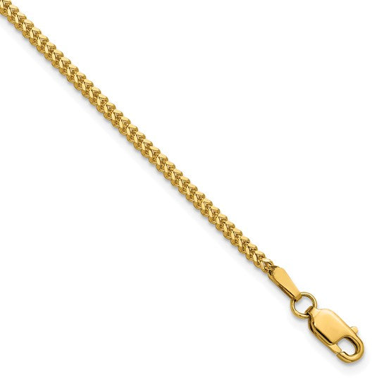 14KT Yellow Gold 8 inch 1.4mm Franco with Lobster Clasp Bracelet