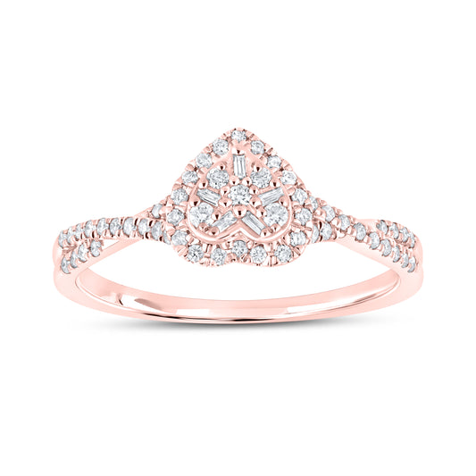 14kt Rose Gold 0.23 CTW Diamond Heart ring