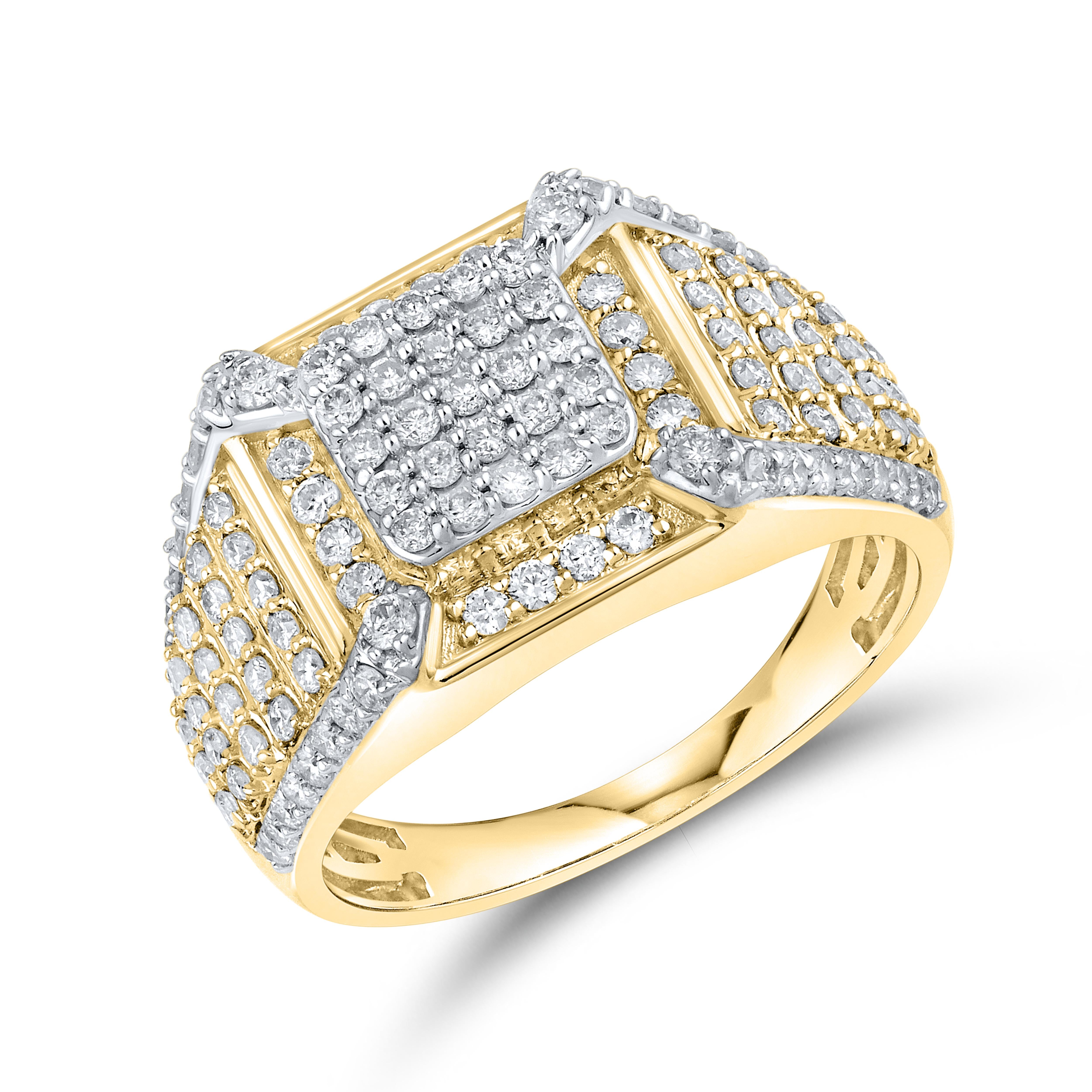 10KT YELLOW GOLD MEN’S DIAMOND RING 1.4 CTW