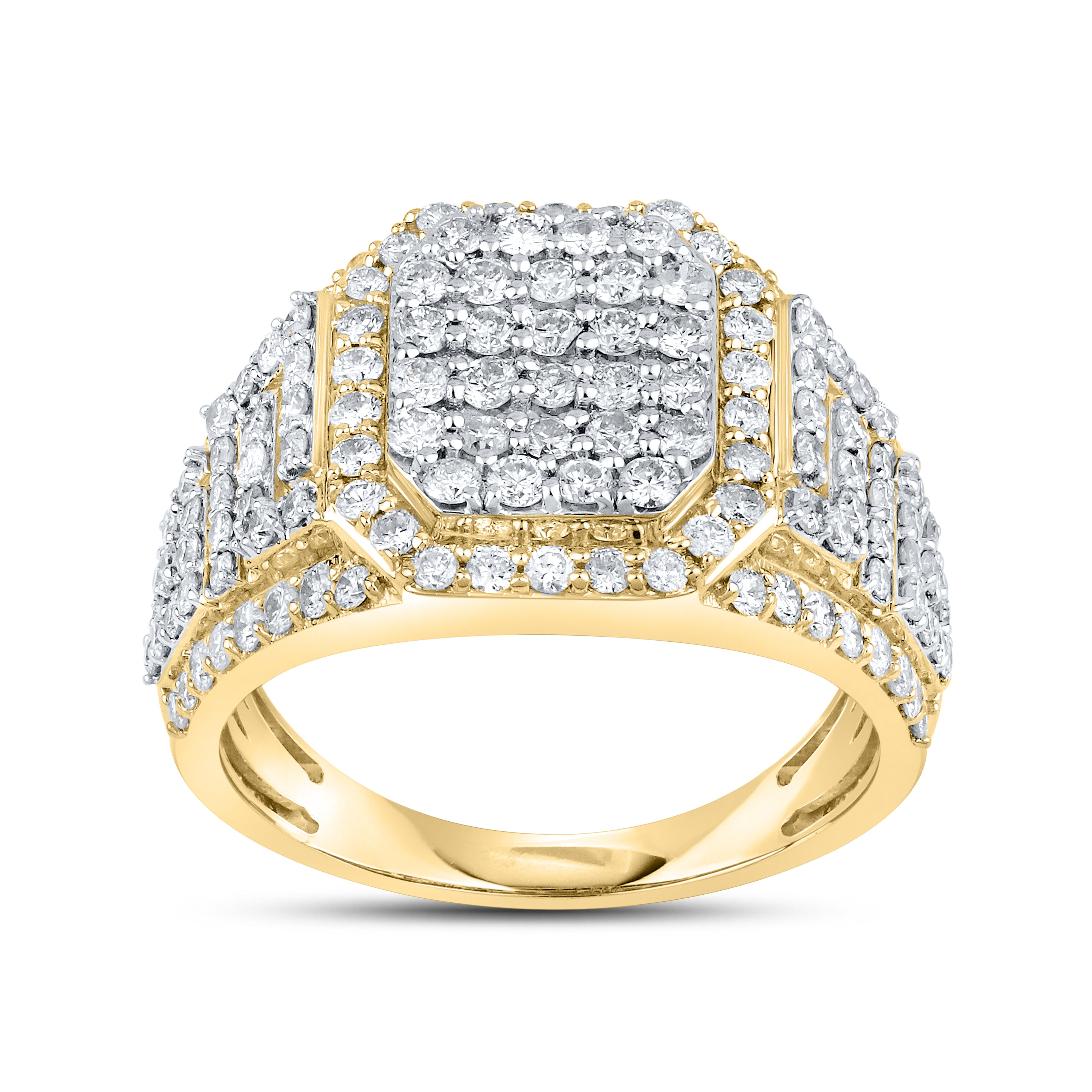 10KT YELLOW GOLD 2.13 CTW MEN'S Natural DIAMOND RINGS
