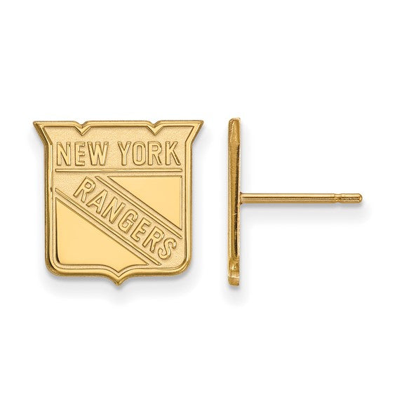 10kt Yellow Gold NHL LogoArt New York Rangers Small Post Earrings