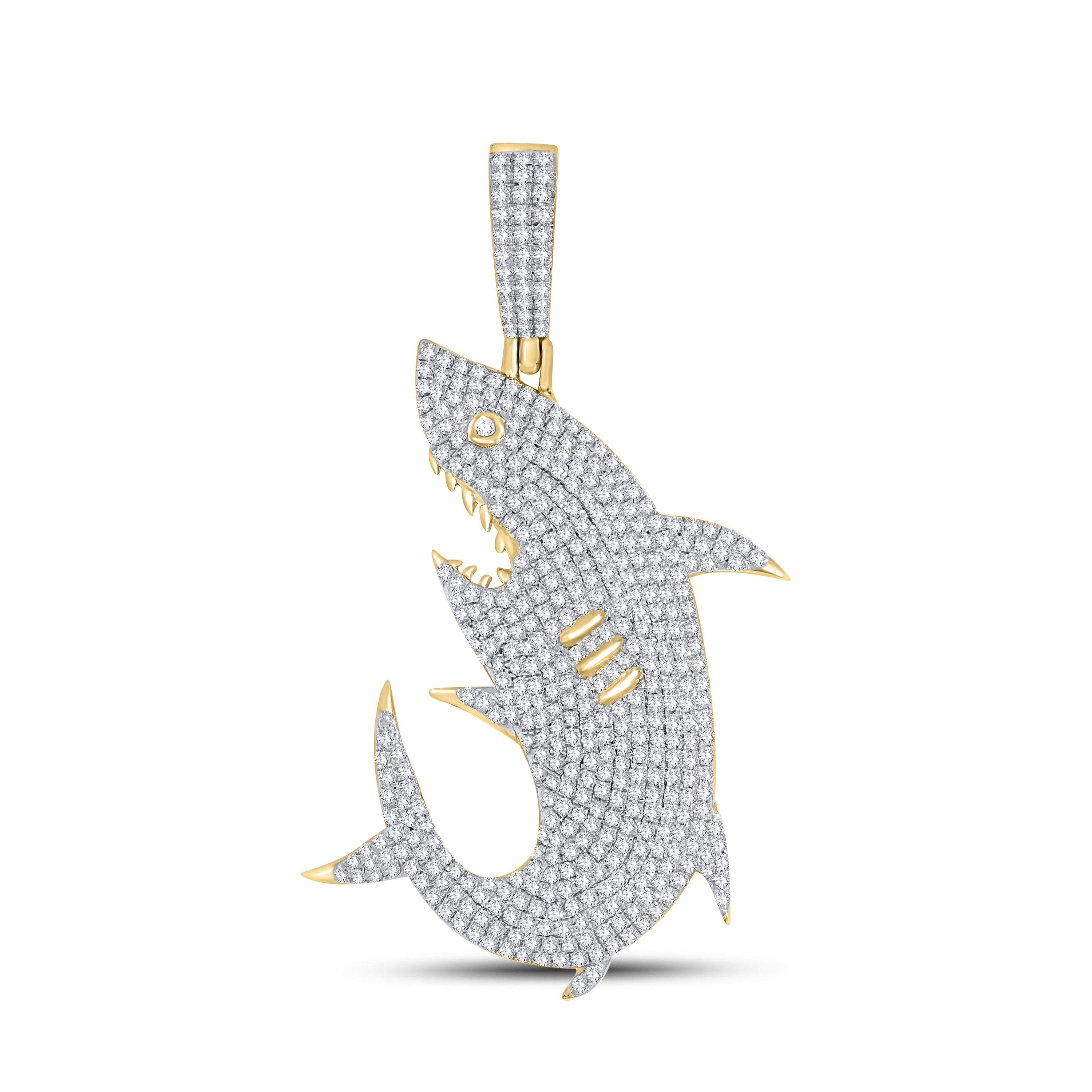 10KT YELLOW GOLD NATURAL DIAMOND 2.23 CTW DOLPHIN CHARM