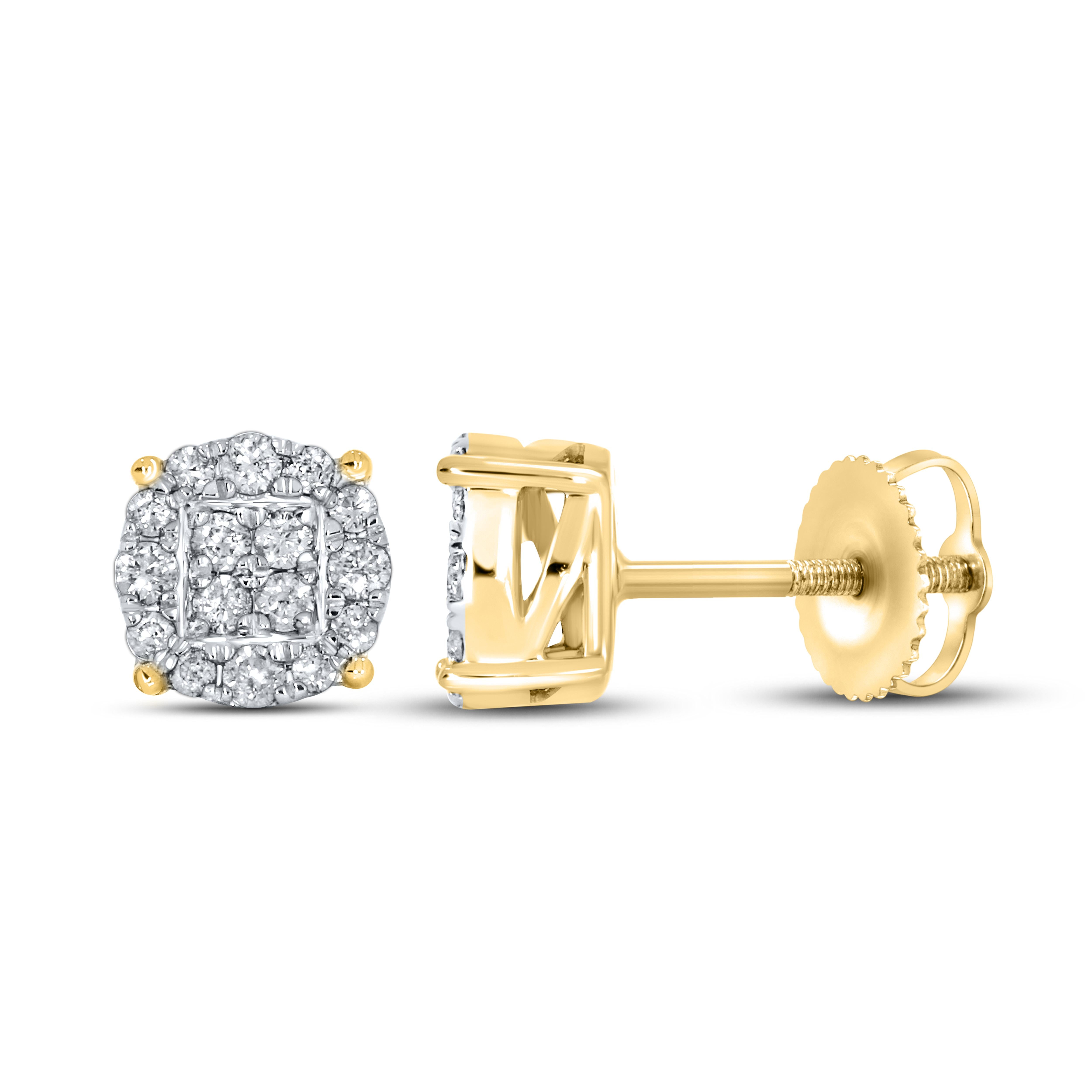 10K Yellow Gold Natural Diamond Earrings 0.26 CTW