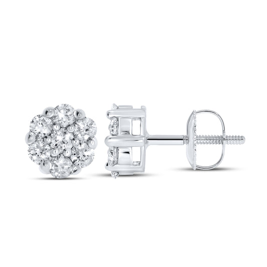 10K WHITE GOLD 0.48 CTW FLOWER DIAMOND EARRINGS