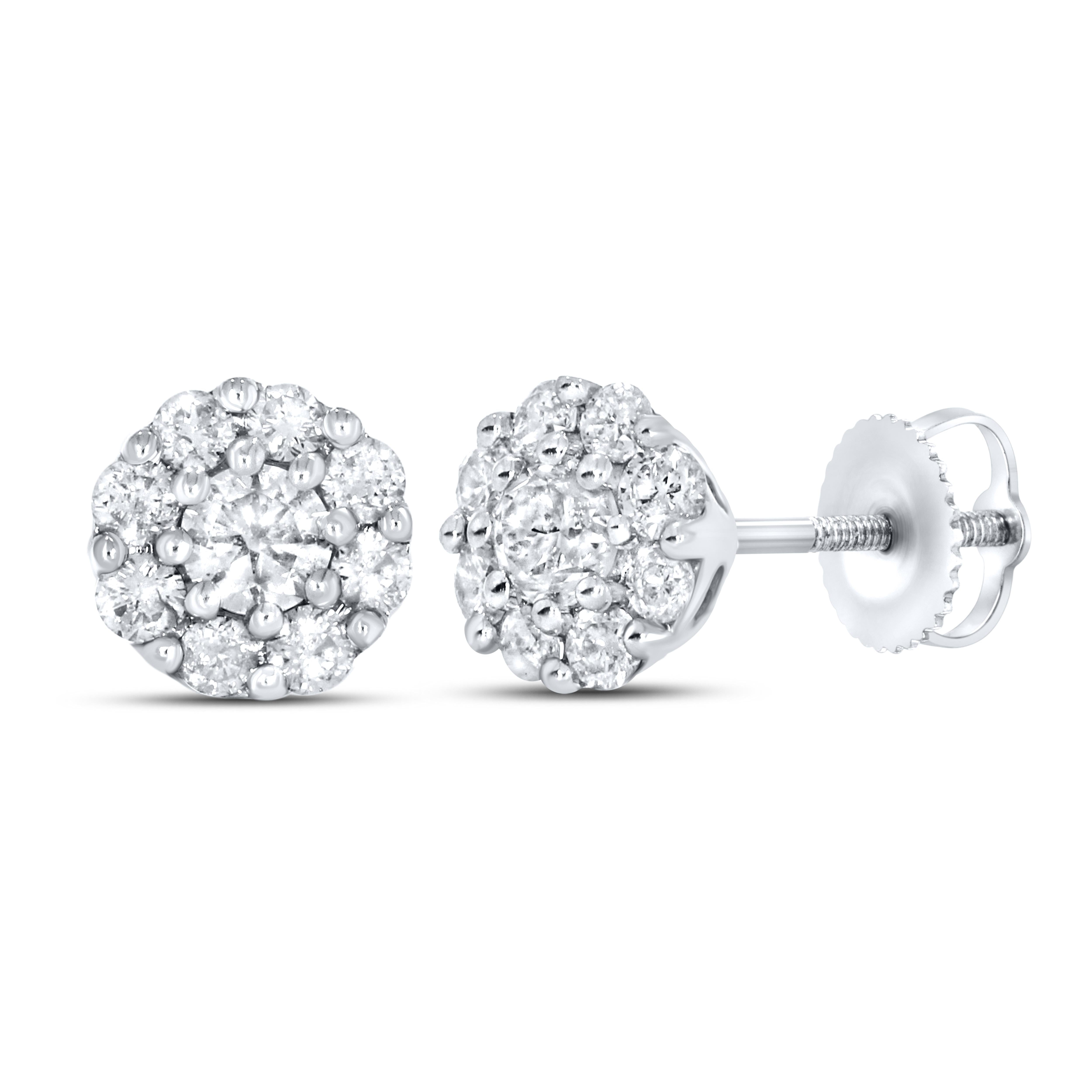 10K WHITE GOLD 0.53 CTW DIAMOND FLOWER EARRINGS