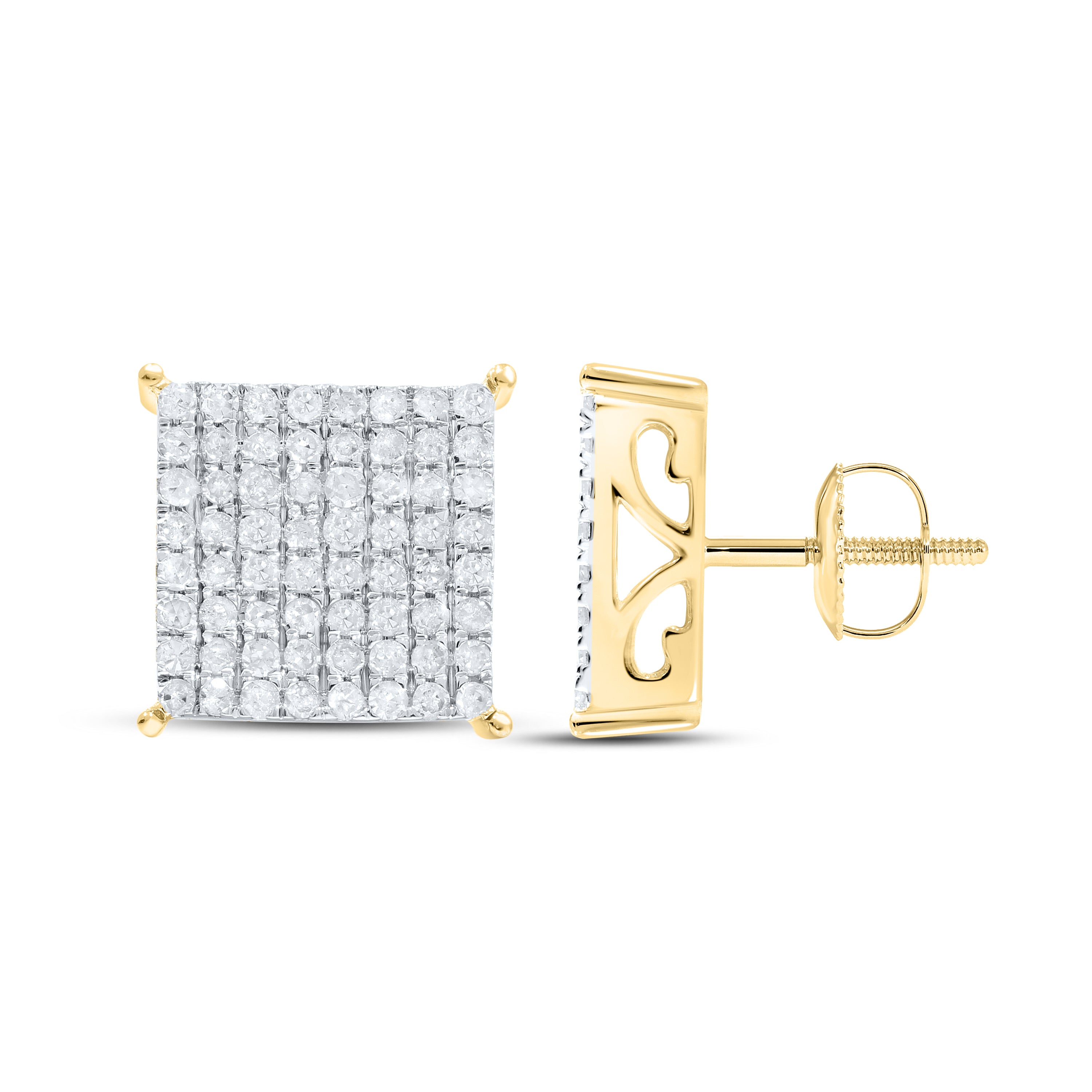 10KT YELLOW GOLD 1.01 CTW Natural DIAMOND EARRINGS