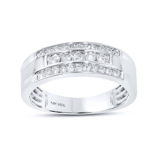 14K WHITE GOLD DIAMOND MEN’S BAND 0.55 CTW