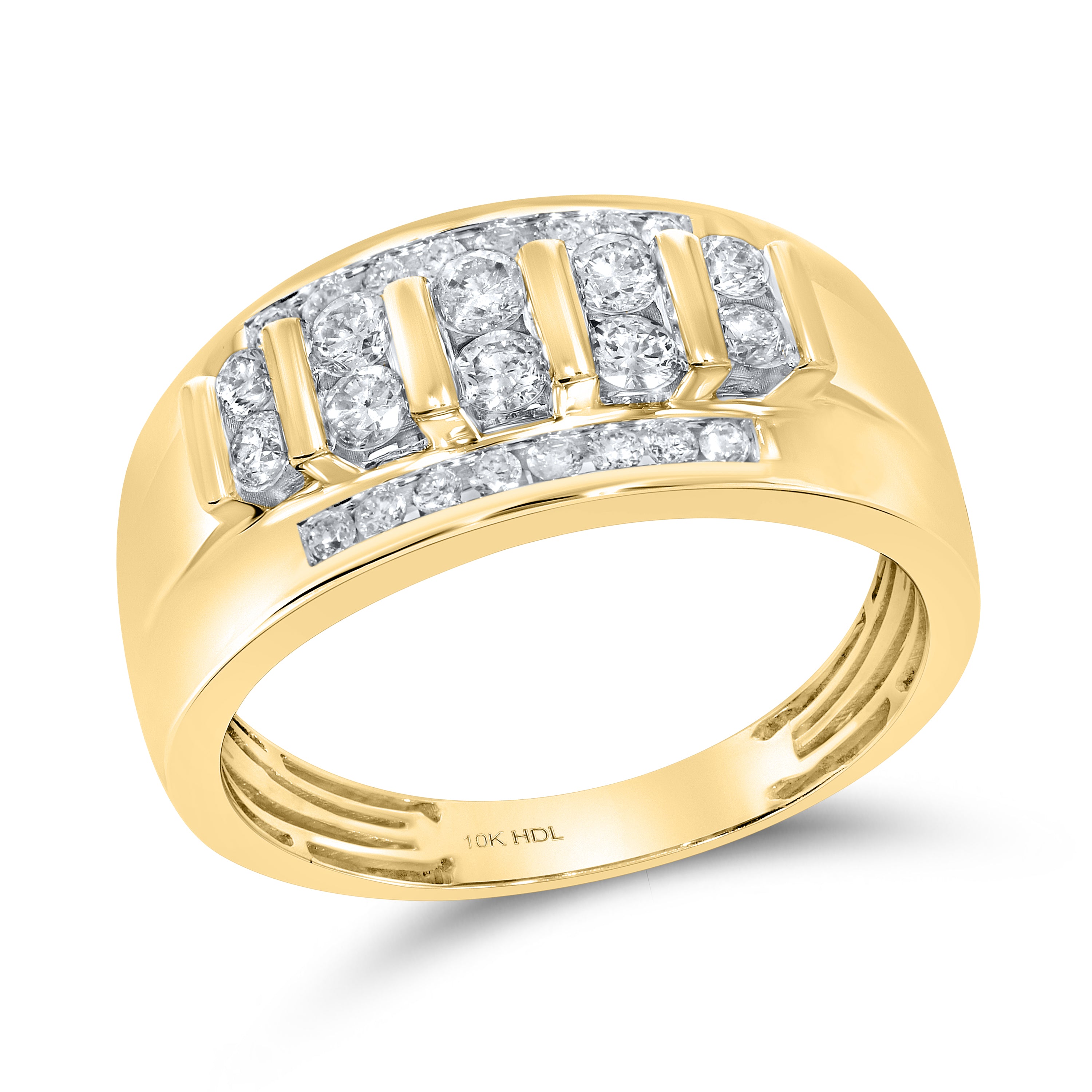 10KT YELLOW GOLD DIAMOND MEN’S BAND 0.73 CTW