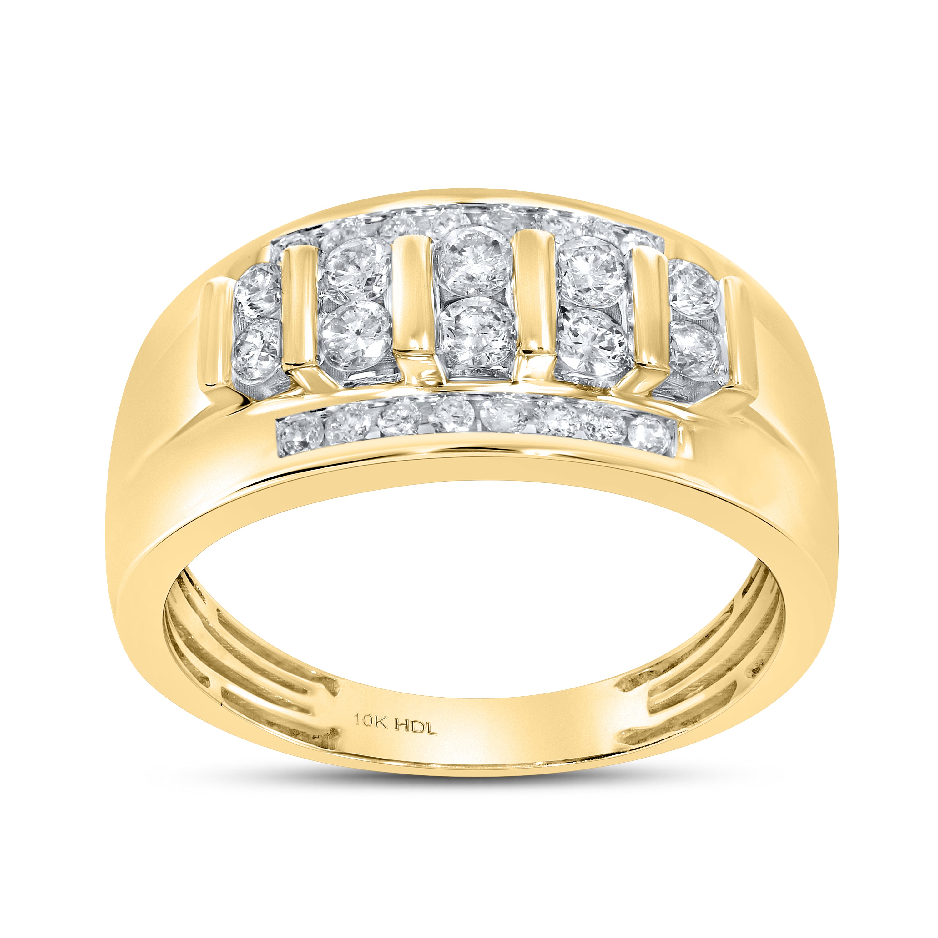 10KT YELLOW GOLD DIAMOND MEN’S BAND 0.73 CTW