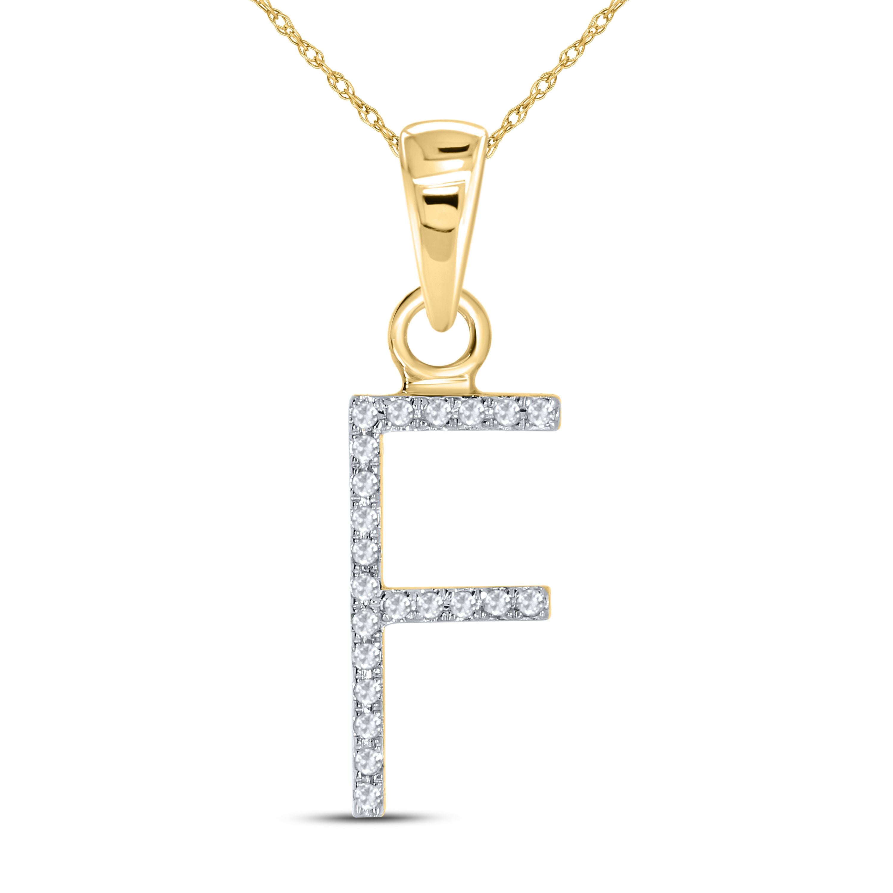 10KT Yellow Gold 0.07 CTW DIAMOND INITIAL F
