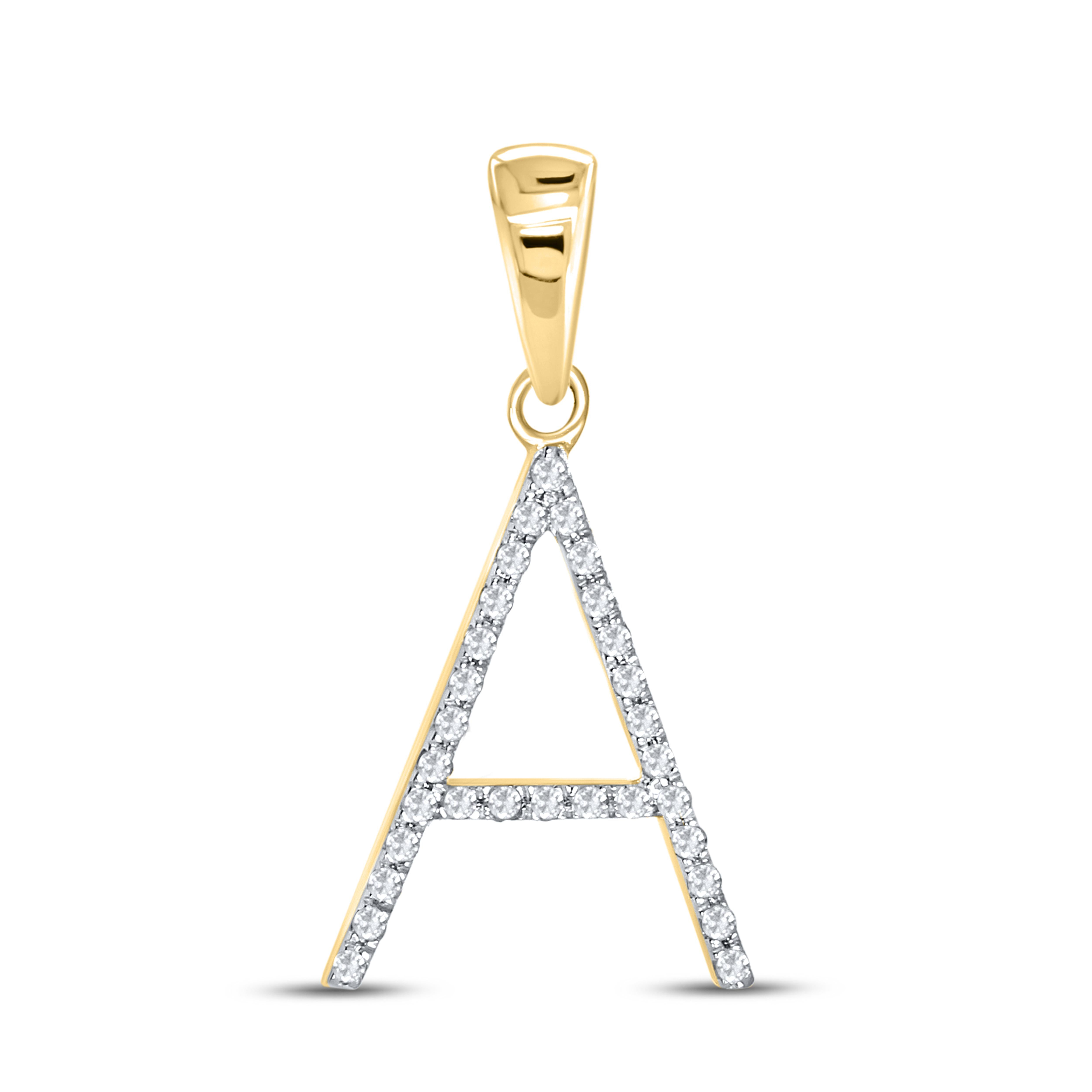 10KT YELLOW GOLD 0.09 CTW DIAMOND INITIAL A