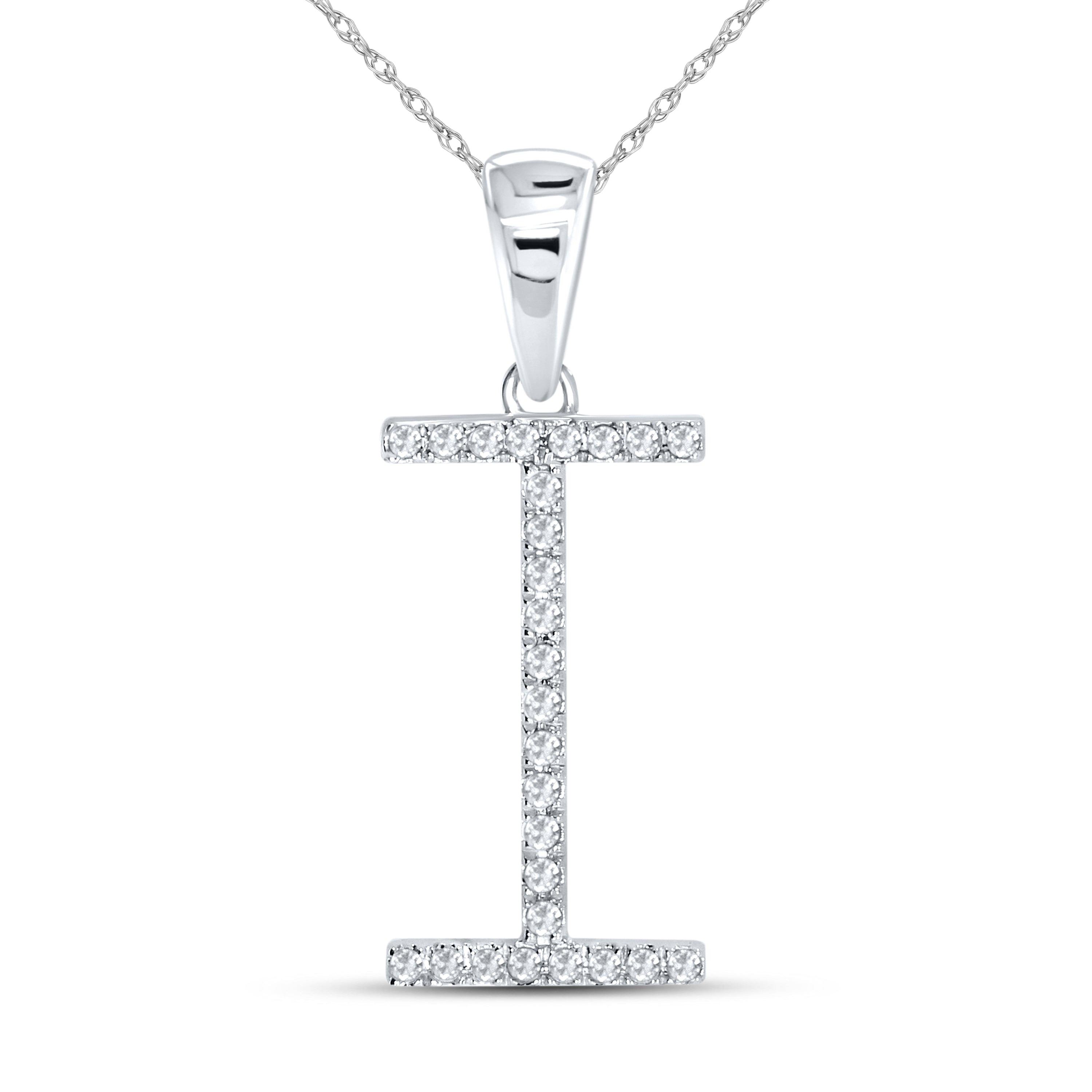 10KT White Gold 0.08CTW DIAMOND INITIAL I