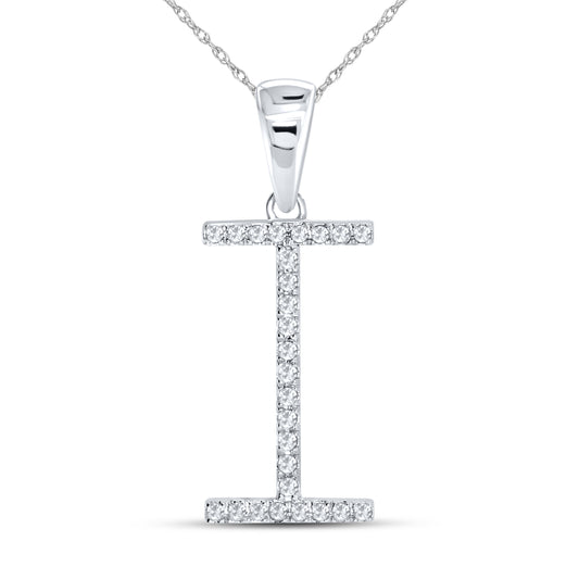 10KT White Gold 0.08CTW DIAMOND INITIAL I