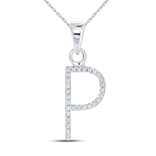 10KT White Gold 0.09 CTW DIAMOND INITIAL P