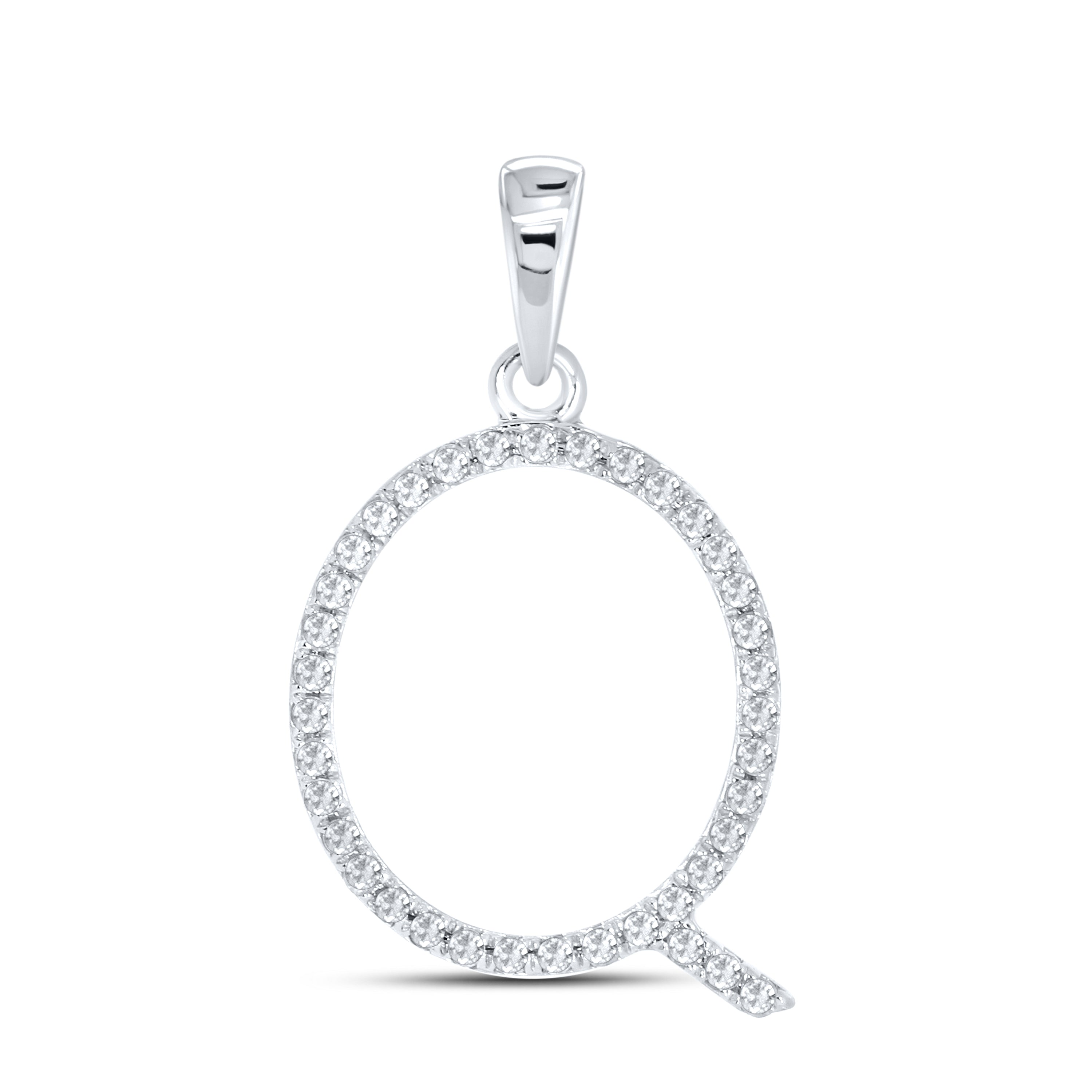 10KT White Gold 0.11 CTW DIAMOND INITIAL Q