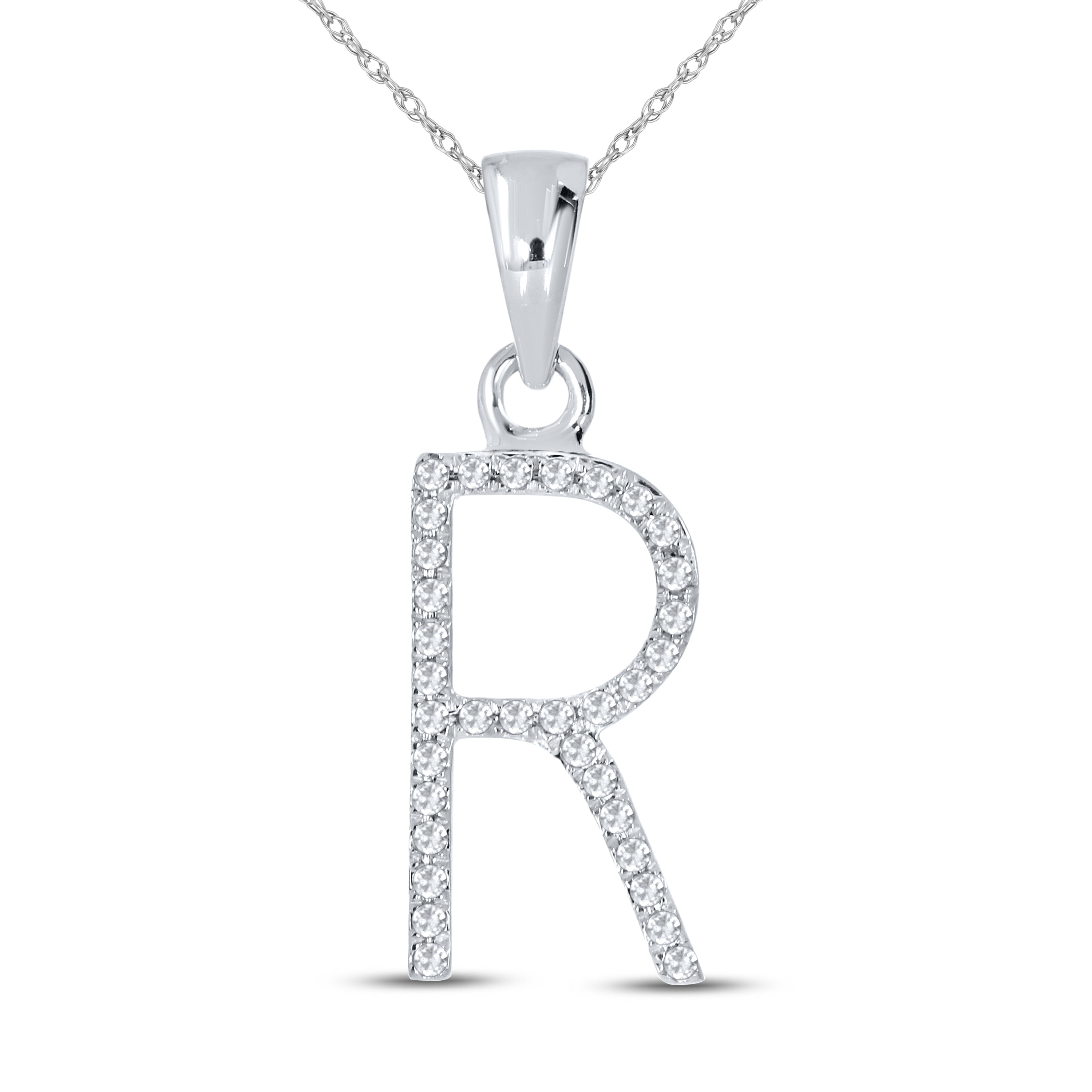 10KT White Gold 0.1 CTW DIAMOND INITIAL R
