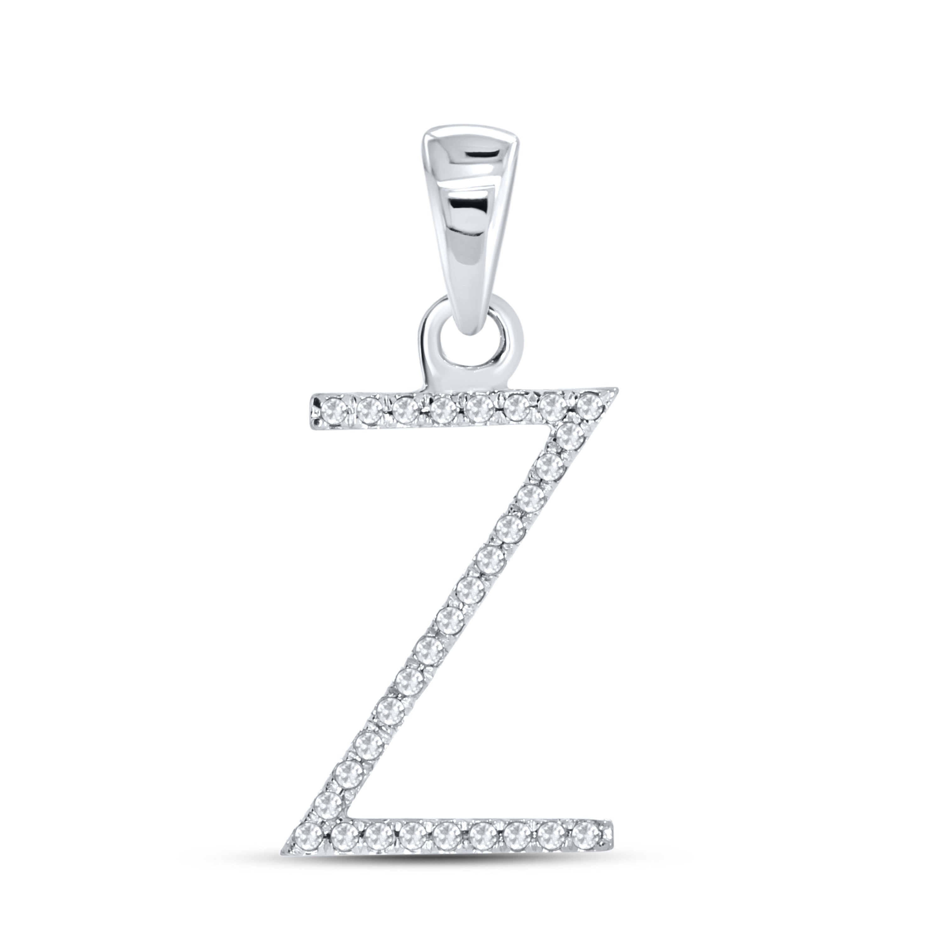 10KT White Gold 0.09 CTW DIAMOND INITIAL Z