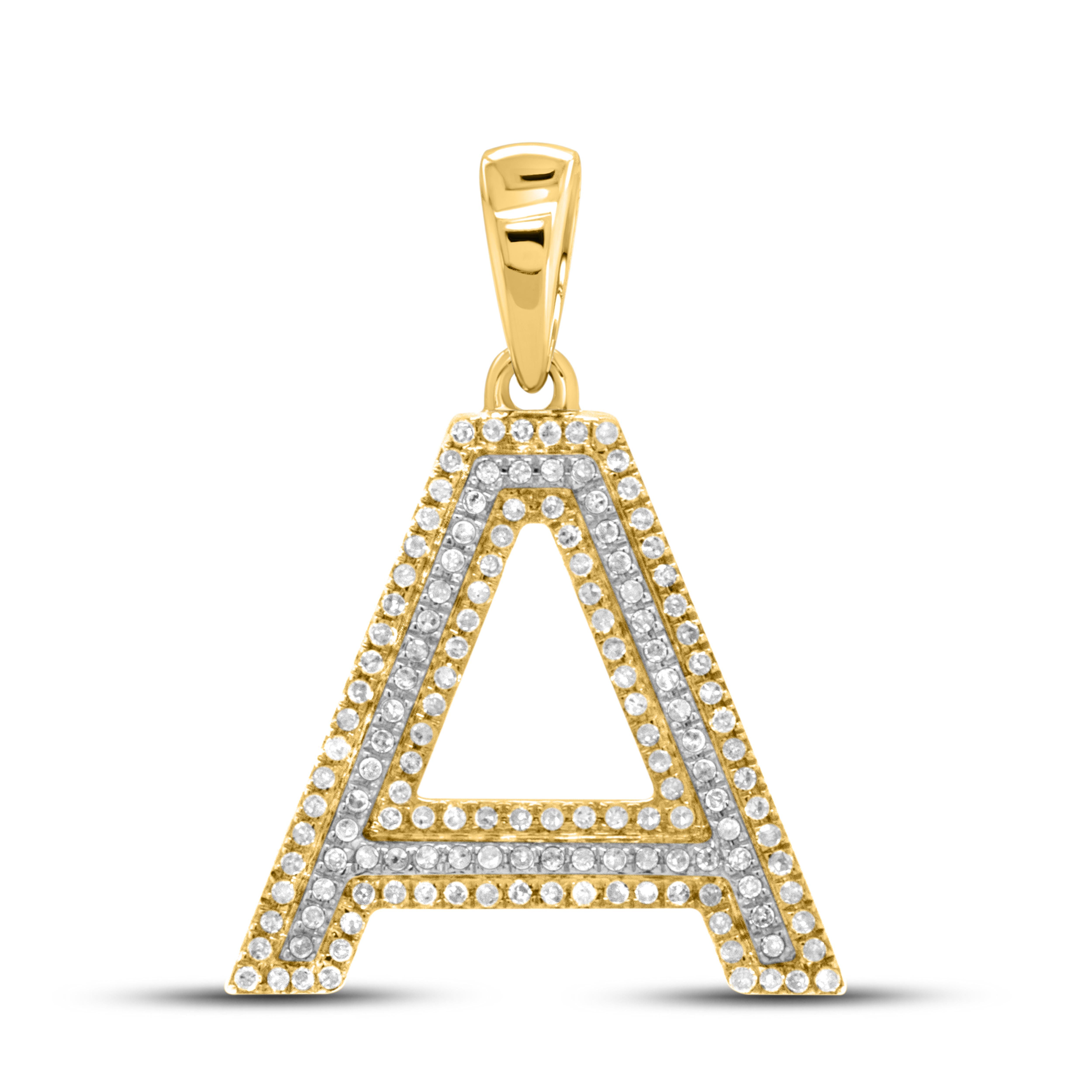 10K YELLOW 0.46 CTW DIAMOND INITIAL A Charm Pendant