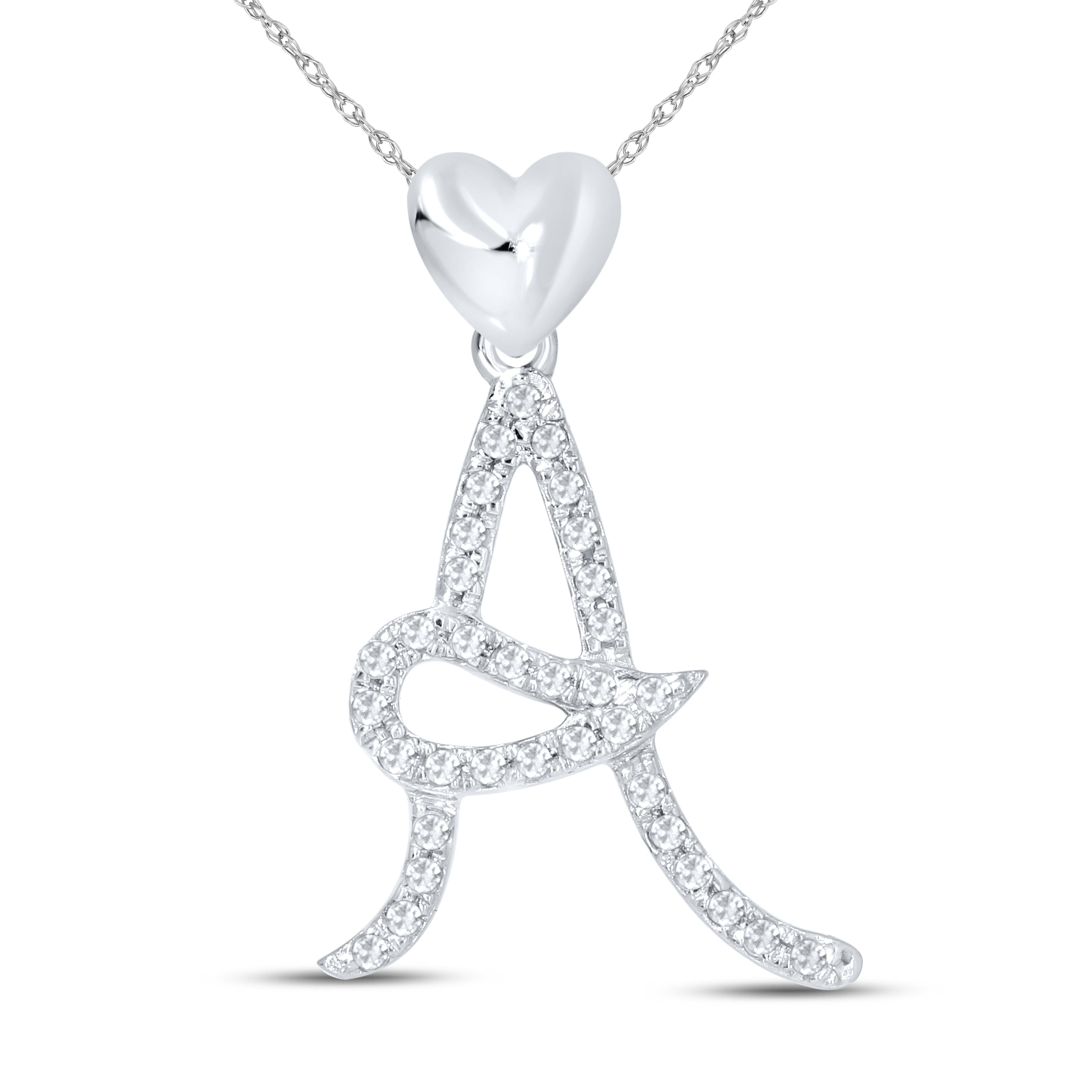 10KT White Gold 0.01 CTW Diamond initial A