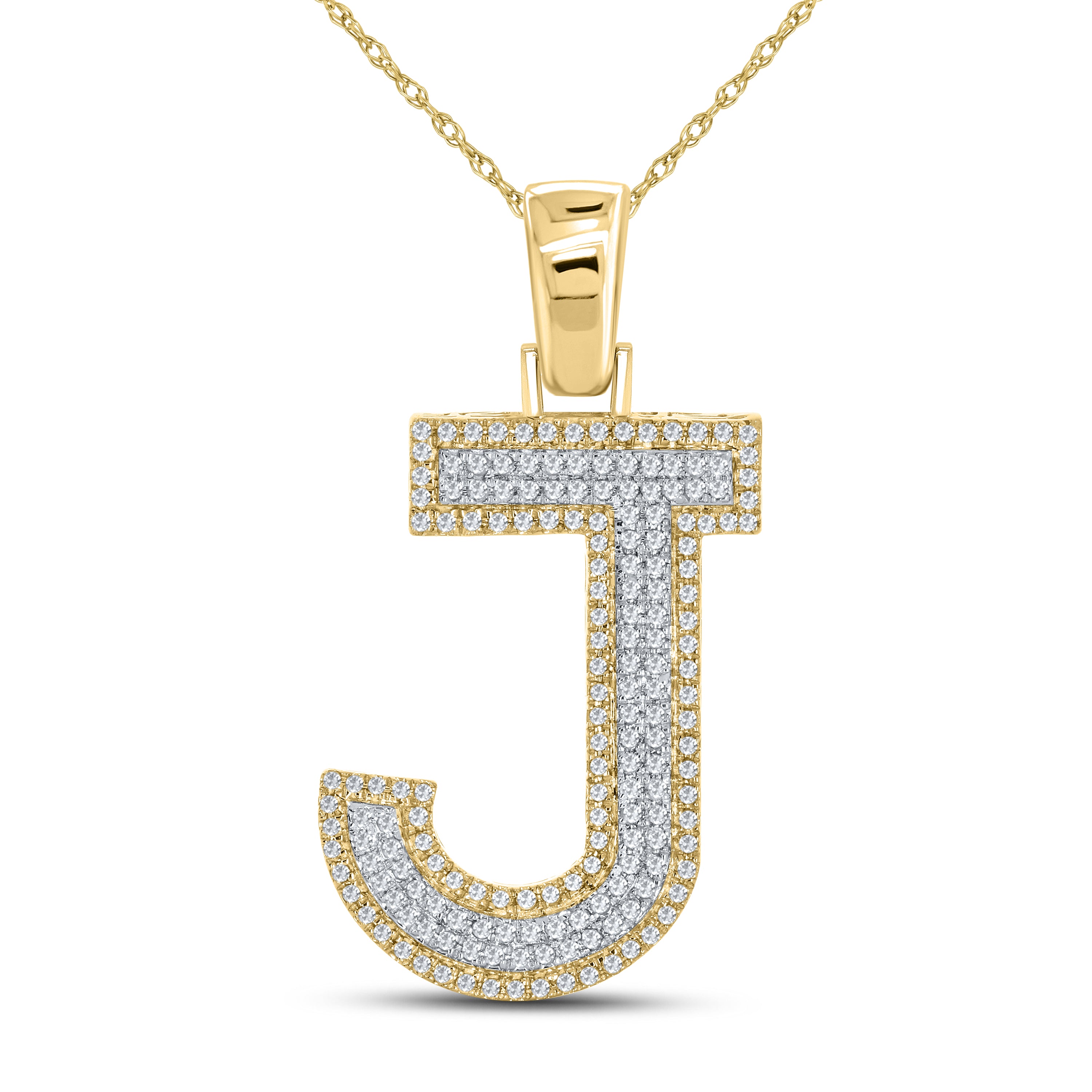 10kt yellow gold 0.54 CTW Diamond Initial J Charm