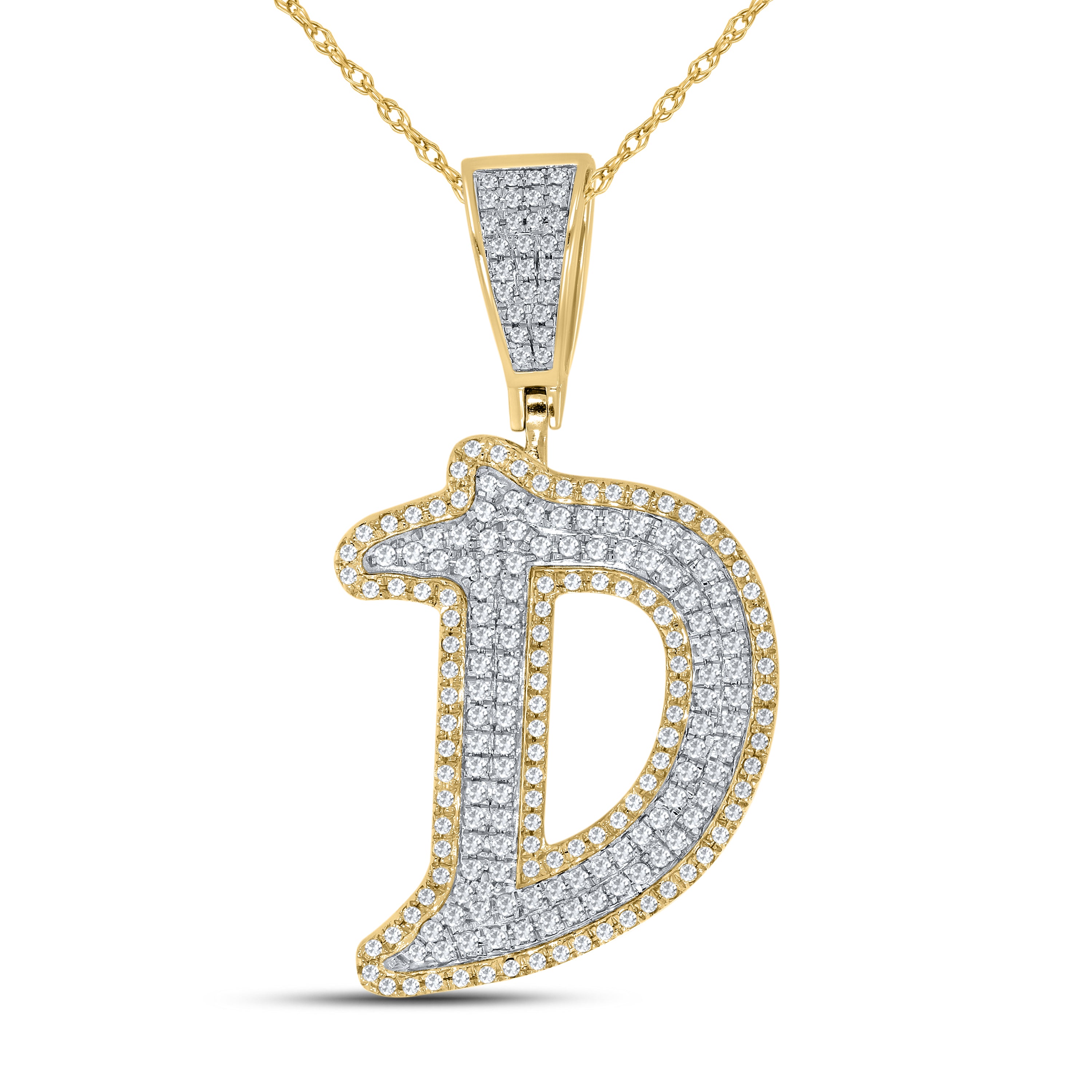10k Yellow Gold 0.87 ctw diamond initial “D”