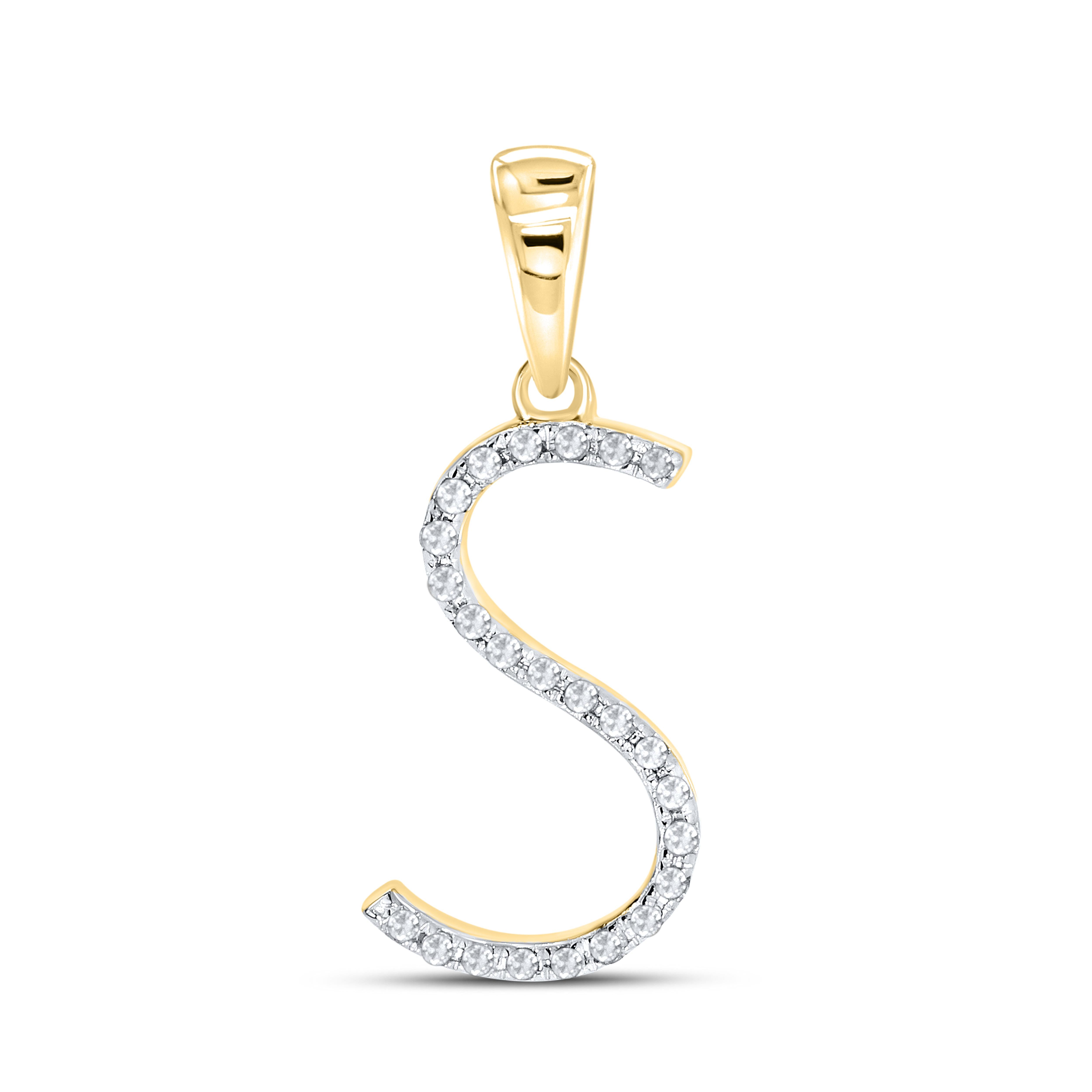 10k Yellow Gold 0.08ctw diamond initial S