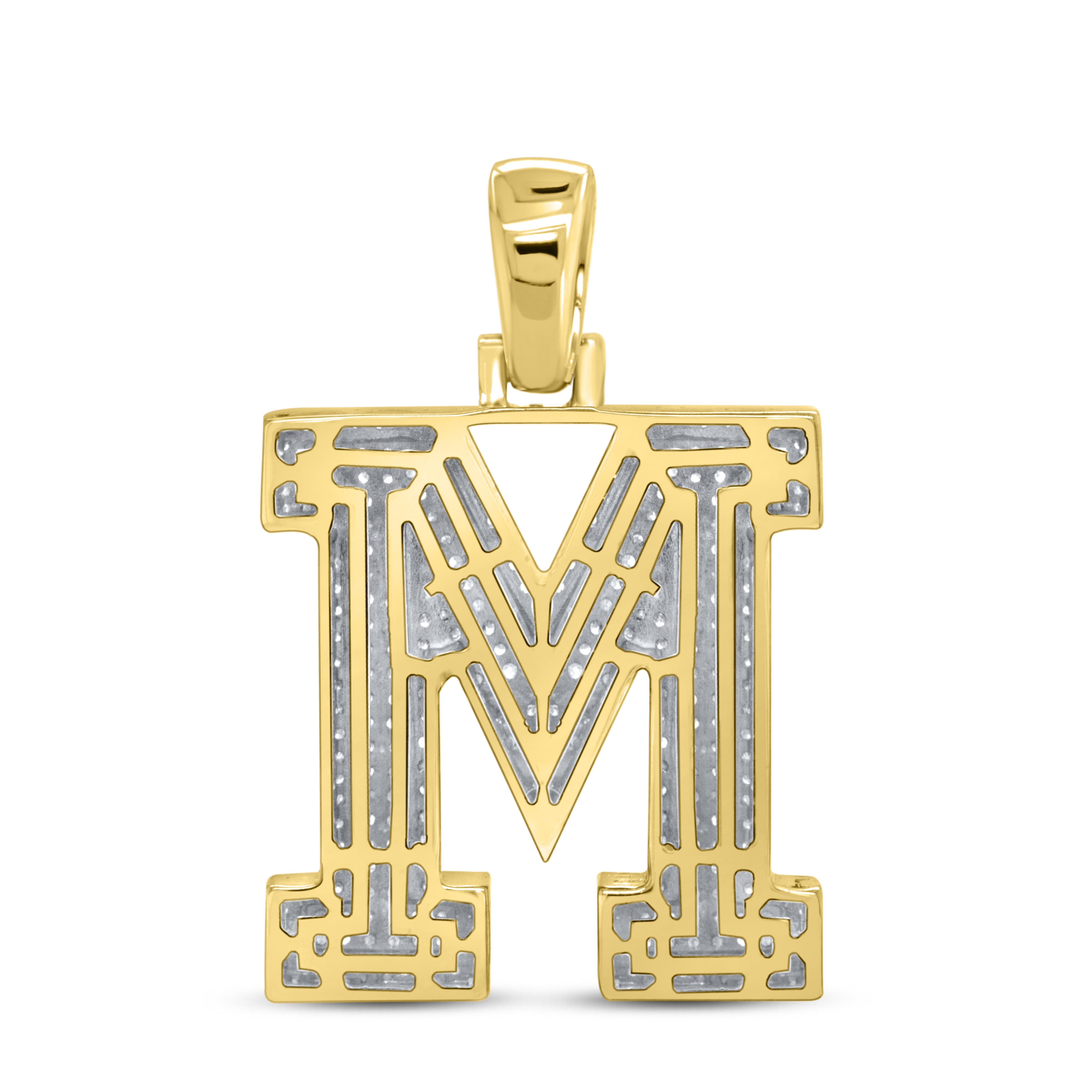 10kt Yellow Gold 0.92ctw diamond initial “M”