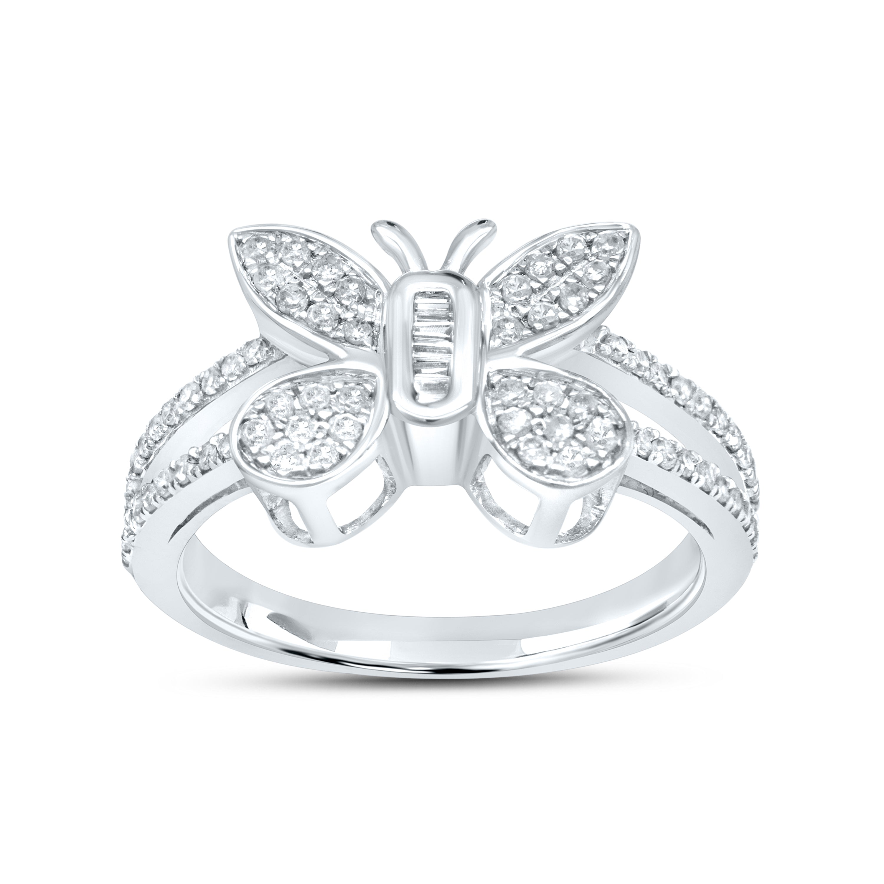 10kt white gold 0.15 ctw diamond butterfly ring